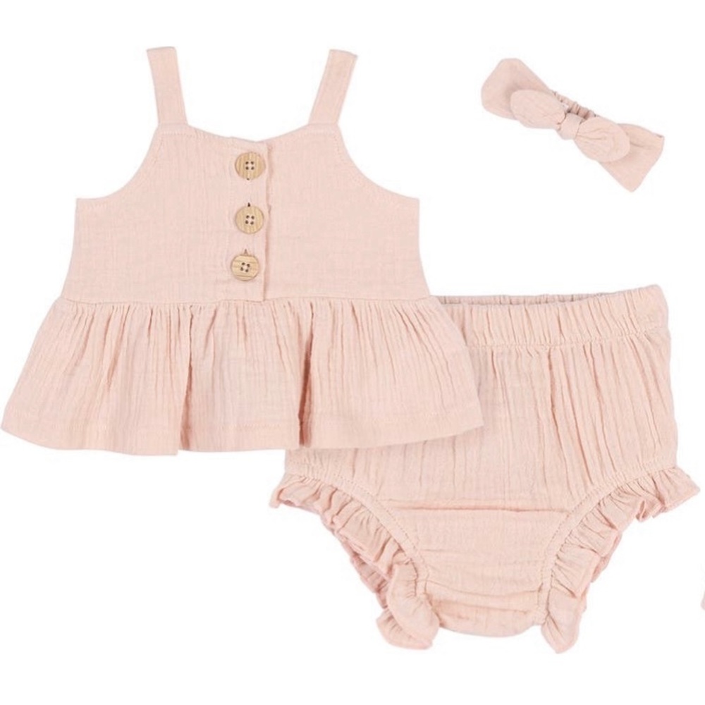 🌸Petit Lem 24M NWT- gauze/ribbed baby set🌸